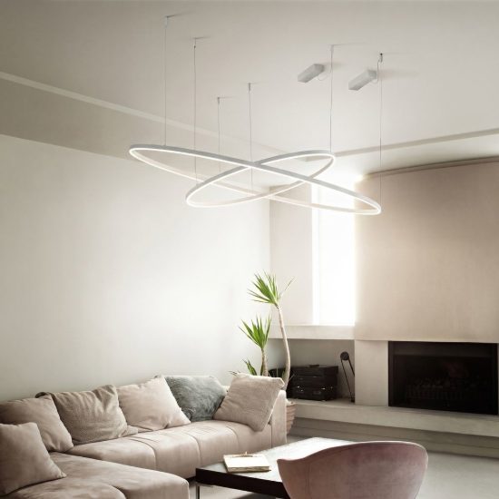Ideal lux oracle slim lampadario ad anello led 40w 4000k dali 70cm per soggiorno moderno bianco