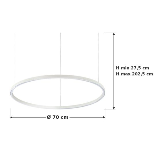 Ideal lux oracle slim lampadario ad anello led 40w 4000k dali 70cm per soggiorno moderno bianco
