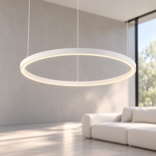 Ideal lux oracle slim lampadario ad anello led 53w 2700k 90cm per soggiorno moderno bianco