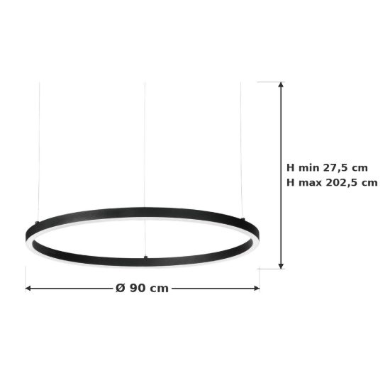 Ideal lux oracle slim lampadario ad anello led 42w 4000k dali 90cm per soggiorno moderno nero