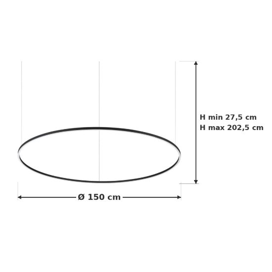 Ideal lux oracle slim lampadario ad anello led 81w 2700k 150cm per soggiorno moderno nero