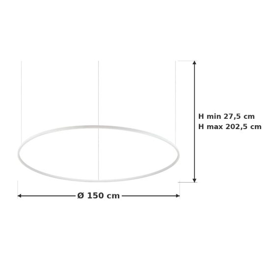 Ideal lux oracle slim lampadario ad anello led 81w 2700k 150cm per soggiorno moderno bianco