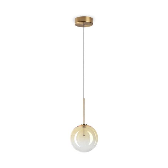 Ideal lux equinoxe lampada a sospensione a sfera 15cm per cucina contemporanea ambra