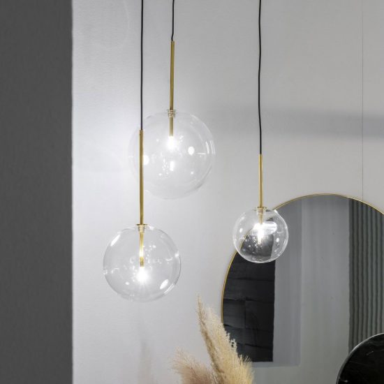 Ideal lux equinoxe lampada a sospensione a sfera 20cm per cucina contemporanea ambra