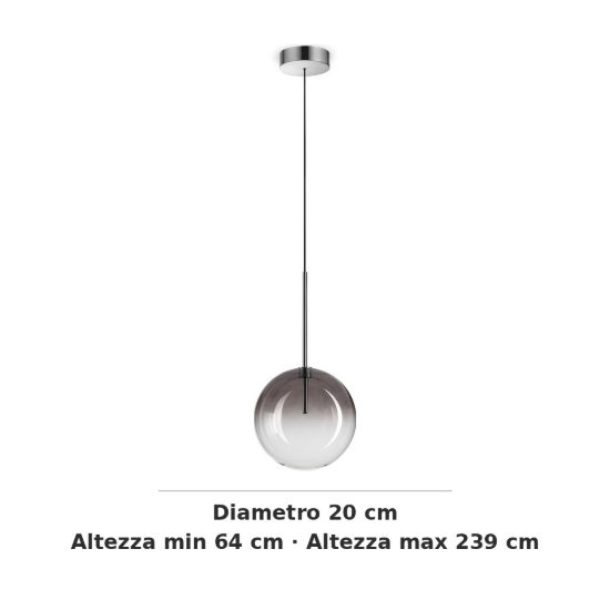 Ideal lux equinoxe lampada a sospensione a sfera 20cm per cucina moderna fumè