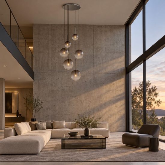 Ideal lux equinoxe lampadario con 6 pendenti a sfera 65cm per soggiorno moderno fumè