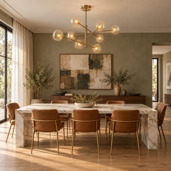 Ideal lux equinoxe lampadario a bracci con 8 sfere 128cm per soggiorno moderno ambra