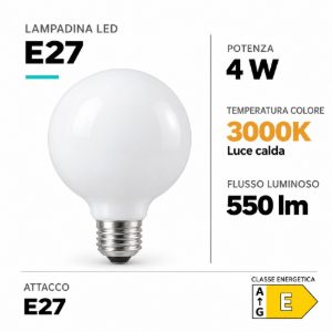 Ideal lux lampadina led e27 a globo 9,5cm a filamento 4w 3000k bianca