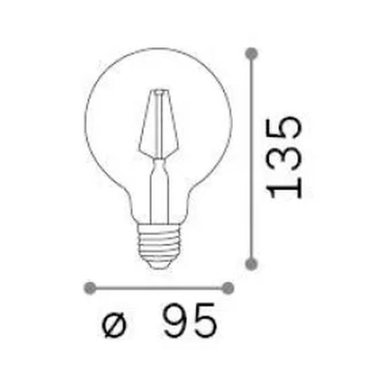Ideal lux lampadina led e27 a globo 9,5cm a filamento 4w 3000k bianca