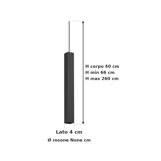 Ideal lux look lampada a sospensione a sezione quadrata 40cm per cucina nera