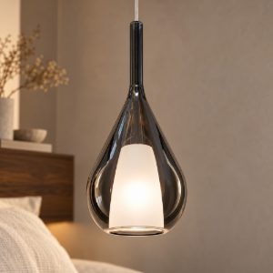 Ideal lux kalique lampada a sospensione a goccia 18cm per cucina contemporanea fumè