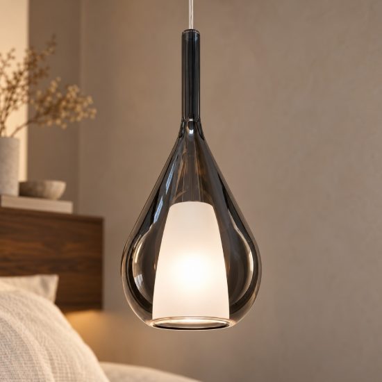 Ideal lux kalique lampada a sospensione a goccia 18cm per cucina contemporanea fumè