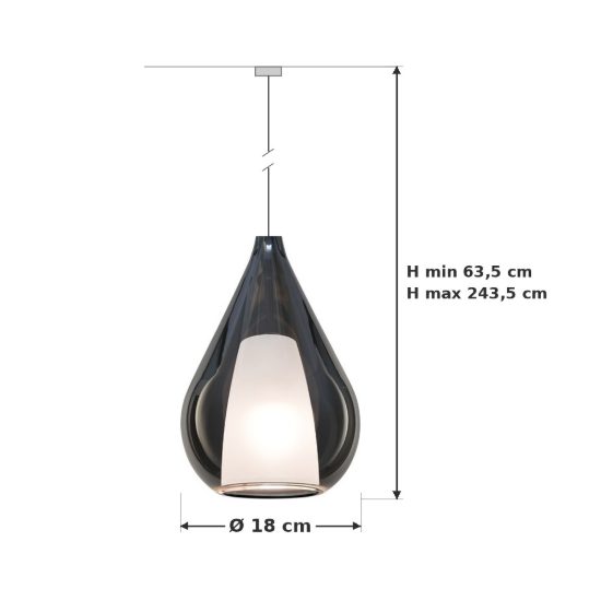 Ideal lux kalique lampada a sospensione a goccia 18cm per cucina contemporanea fumè