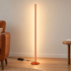 Ideal lux dorica lampada da terra led 50w 3000k dimmerabile 190cm per soggiorno moderna arancione