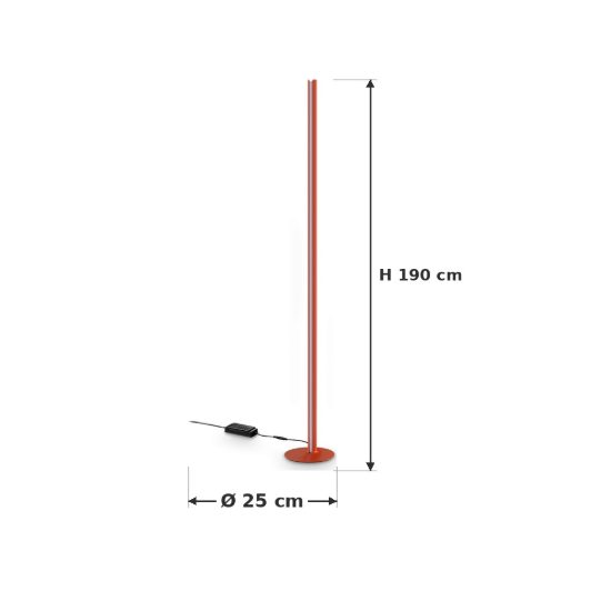 Ideal lux dorica lampada da terra led 50w 3000k dimmerabile 190cm per soggiorno moderna arancione