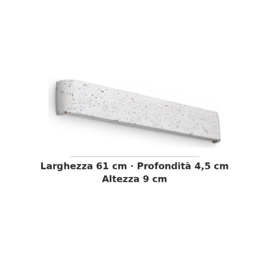 Ideal lux delta applique rettangolare led 19,5w 3000k 61cm per soggiorno moderna cemento
