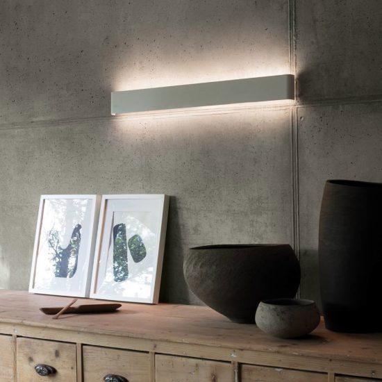 Ideal lux delta applique rettangolare led 30w 3000k 83cm per soggiorno moderna cemento