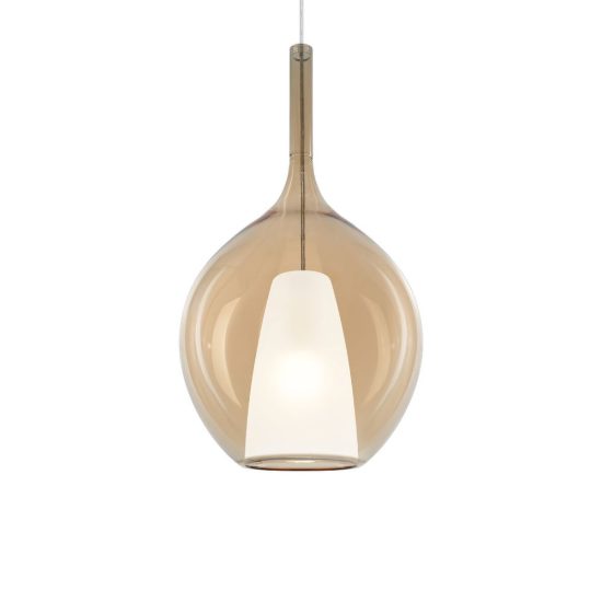 Ideal lux kalique lampadario ad ampolla 28cm per soggiorno contemporaneo ambra