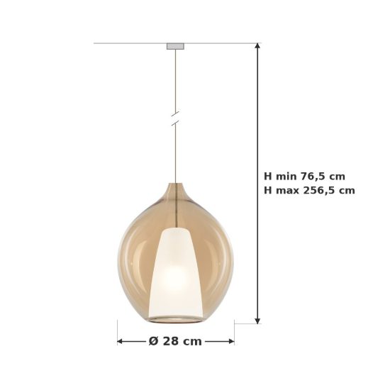 Ideal lux kalique lampadario ad ampolla 28cm per soggiorno contemporaneo ambra
