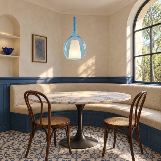 Ideal lux kalique lampadario ad ampolla 28cm per soggiorno contemporaneo azzurro