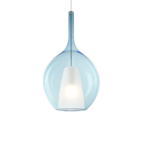 Ideal lux kalique lampadario ad ampolla 28cm per soggiorno contemporaneo azzurro