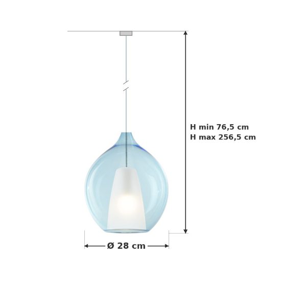 Ideal lux kalique lampadario ad ampolla 28cm per soggiorno contemporaneo azzurro