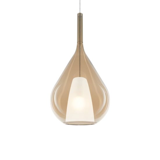 Ideal lux kalique lampadario a goccia 28cm per soggiorno contemporaneo ambra