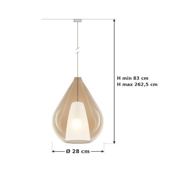 Ideal lux kalique lampadario a goccia 28cm per soggiorno contemporaneo ambra