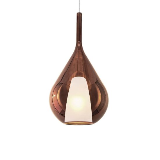 Ideal lux kalique lampadario a goccia 28cm per soggiorno contemporaneo rame