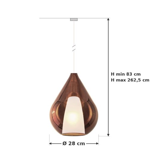 Ideal lux kalique lampadario a goccia 28cm per soggiorno contemporaneo rame