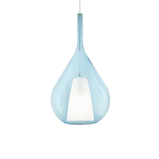 Ideal lux kalique lampadario a goccia 28cm per soggiorno contemporaneo azzurro