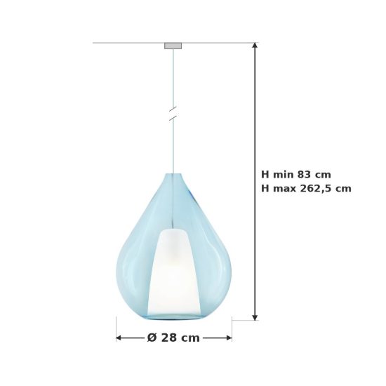 Ideal lux kalique lampadario a goccia 28cm per soggiorno contemporaneo azzurro