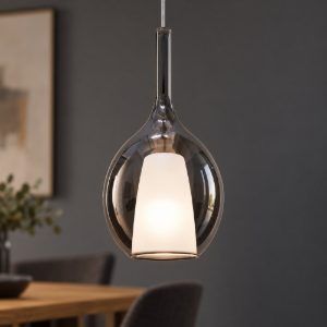 Ideal lux kalique lampada a sospensione ad ampolla 18cm per cucina contemporanea fumè