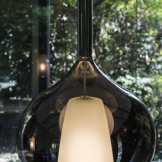 Ideal lux kalique lampada a sospensione ad ampolla 18cm per cucina contemporanea fumè