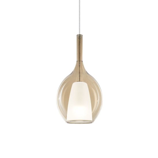 Ideal lux kalique lampada a sospensione ad ampolla 18cm per cucina contemporanea ambra