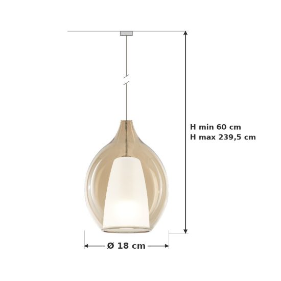 Ideal lux kalique lampada a sospensione ad ampolla 18cm per cucina contemporanea ambra