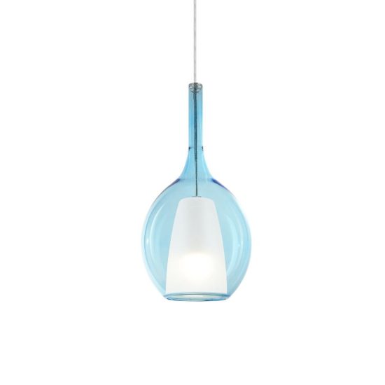 Ideal lux kalique lampada a sospensione ad ampolla 18cm per cucina contemporanea azzurro