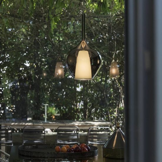 Ideal lux kalique lampada a sospensione ad ampolla 18cm per cucina contemporanea azzurro