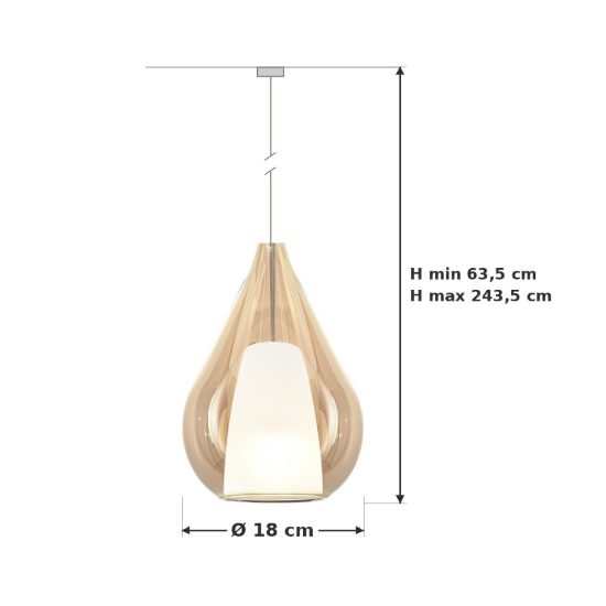 Ideal lux kalique lampada a sospensione a goccia 18cm per cucina contemporanea ambra