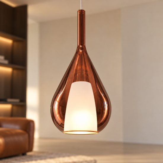 Ideal lux kalique lampada a sospensione a goccia 18cm per cucina contemporanea rame
