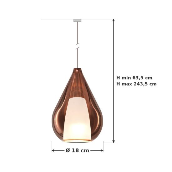 Ideal lux kalique lampada a sospensione a goccia 18cm per cucina contemporanea rame