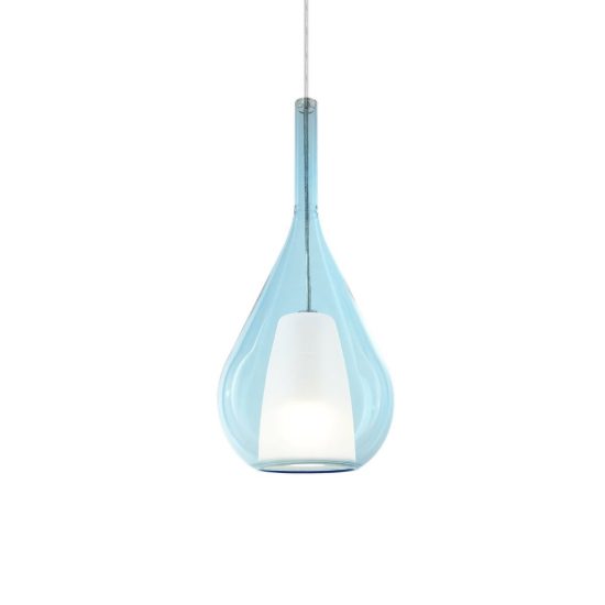 Ideal lux kalique lampada a sospensione a goccia 18cm per cucina contemporanea azzurro
