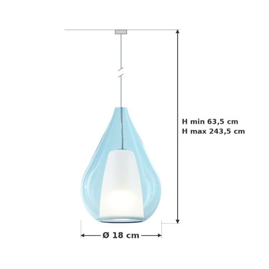 Ideal lux kalique lampada a sospensione a goccia 18cm per cucina contemporanea azzurro