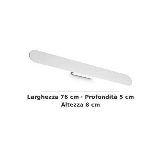 Ideal lux zig zag applique a bordi arrotondati led 30w 3000k 76cm per soggiorno moderna bianca