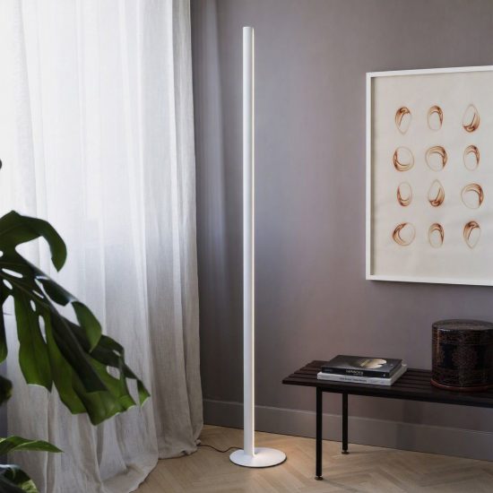 Ideal lux dorica piantana led 50w 3000k dimmerabile 190cm per soggiorno moderna bianca