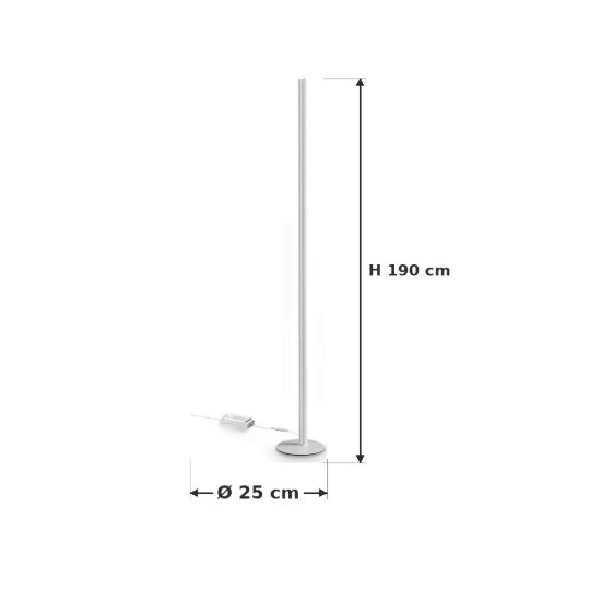 Ideal lux dorica piantana led 50w 3000k dimmerabile 190cm per soggiorno moderna bianca