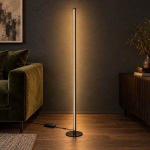 Ideal lux dorica piantana led 50w 3000k dimmerabile 190cm per soggiorno moderna nera