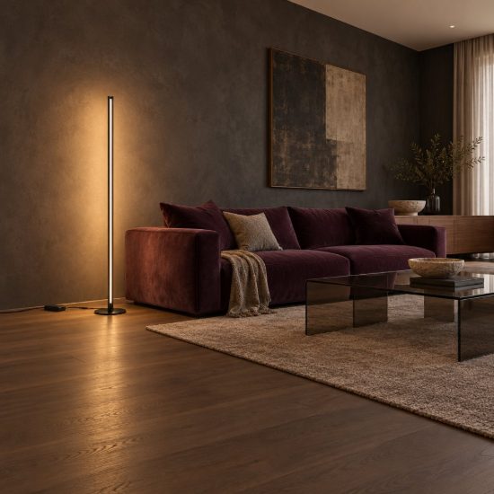 Ideal lux dorica piantana led 50w 3000k dimmerabile 190cm per soggiorno moderna nera