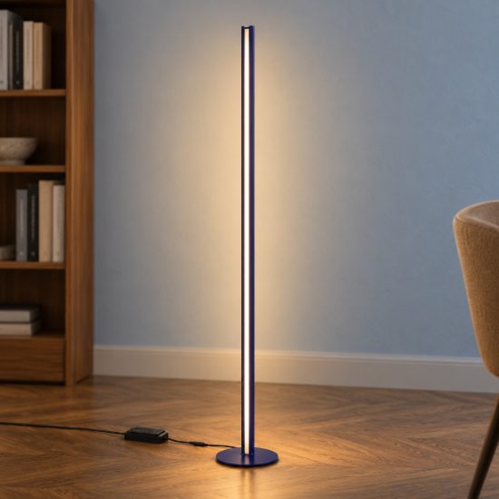 Ideal lux dorica lampada da terra led 50w 3000k dimmerabile 190cm per soggiorno moderna blu