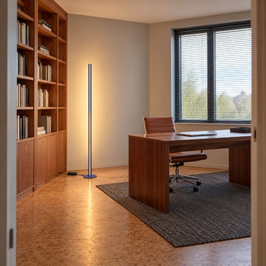 Ideal lux dorica lampada da terra led 50w 3000k dimmerabile 190cm per soggiorno moderna blu